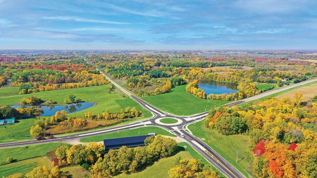 Douglas County Roundabout in Alexandria, MN designed by Widseth.