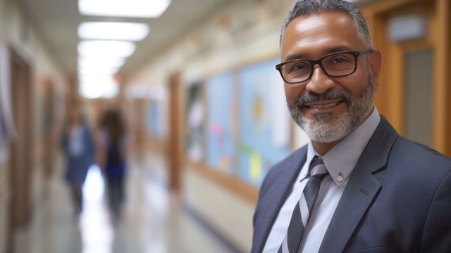 Principal in Hallway