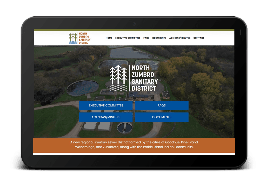 North Zumbro Sanitary Sewer District Website Mockup