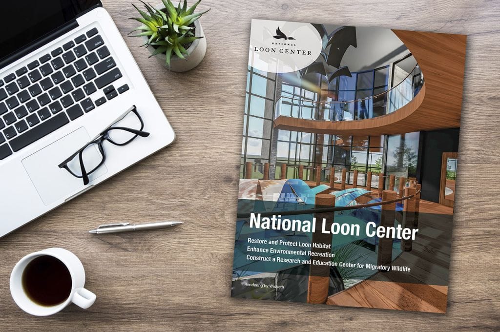 National Loon Center Communications and Public Engagement Example_0000_NLC Brochure on Desk